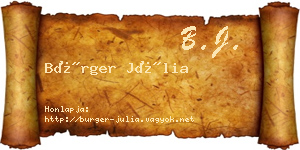 Bürger Júlia névjegykártya