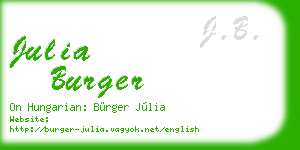 julia burger business card